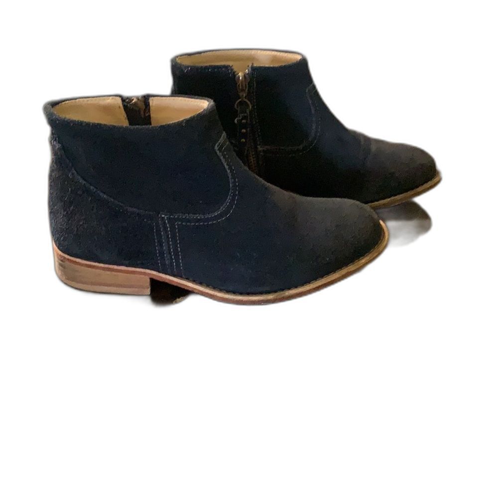 Hinge Women's Blue Suede Leather Side Zip Ankle Western Ankle Boots Size 6 Boho